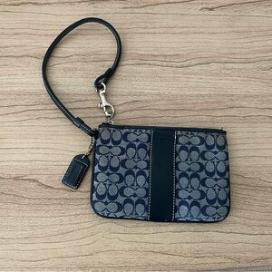 Coach Navy and Black Patterned Wristlet